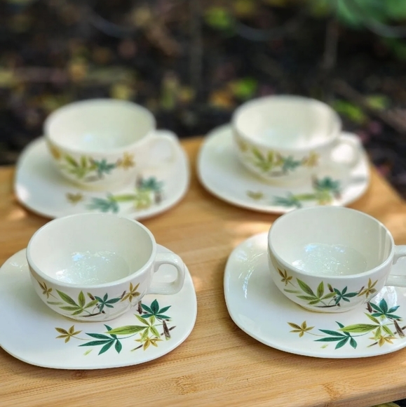 Salem Other - 3 sets vntg 60s Flair by Salem cups and saucers USA 🇺🇸 Woodhue Pattern